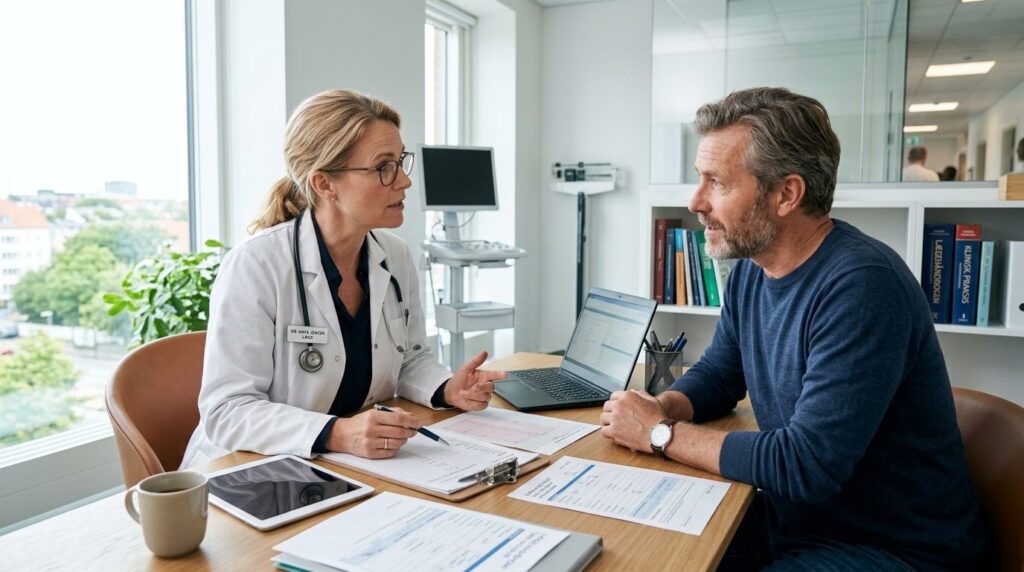 Photorealistic image of a Danish doctor or healthcare profes